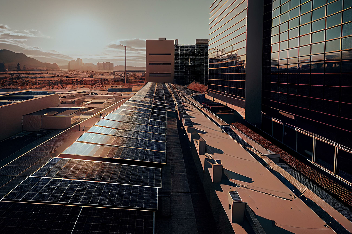 Large-scale solar array on business property